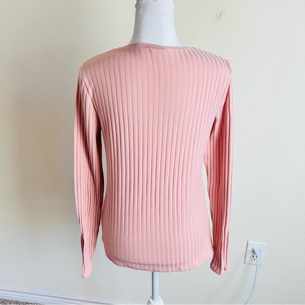 Zara Collection Basic Ribbed Blush Pink Long Slee… - image 3